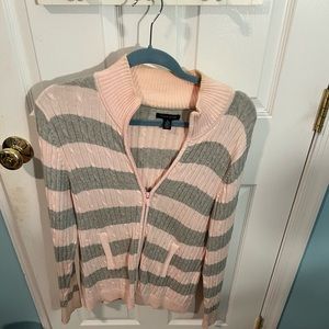 Pink and Gray striped Tommy Hilfiger Zip Up